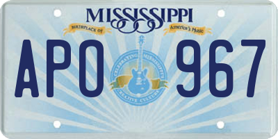 MS license plate APO967