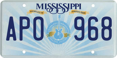 MS license plate APO968