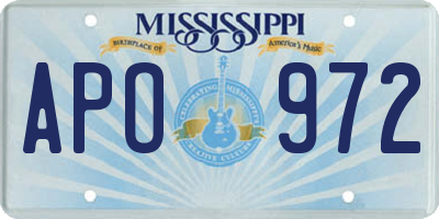 MS license plate APO972