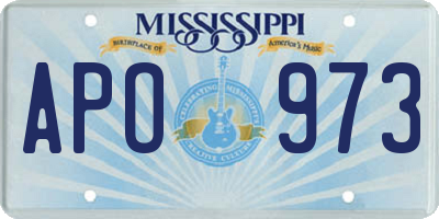 MS license plate APO973