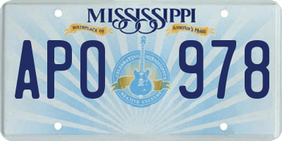 MS license plate APO978