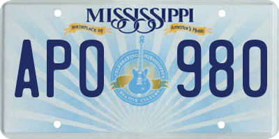 MS license plate APO980