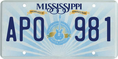 MS license plate APO981