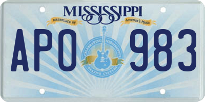 MS license plate APO983