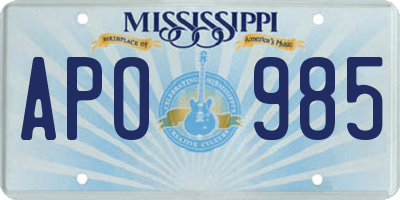 MS license plate APO985
