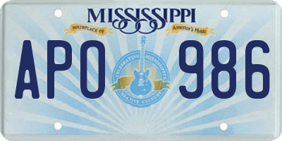 MS license plate APO986