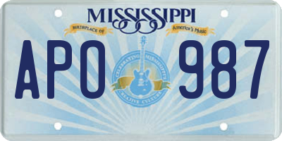 MS license plate APO987