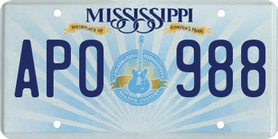 MS license plate APO988