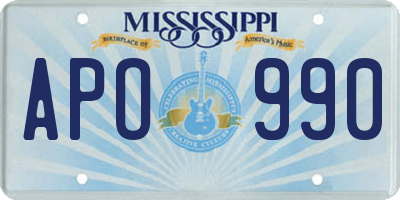 MS license plate APO990