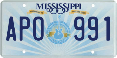 MS license plate APO991