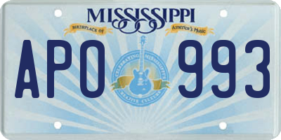 MS license plate APO993