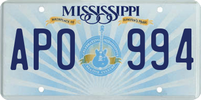 MS license plate APO994