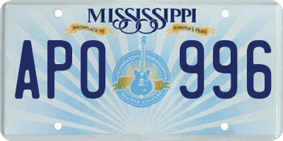 MS license plate APO996