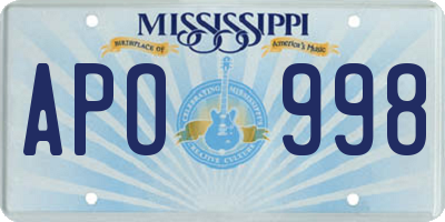 MS license plate APO998