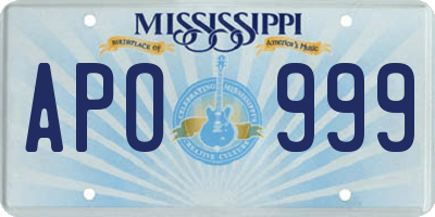 MS license plate APO999