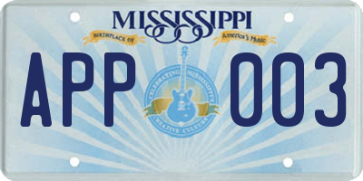 MS license plate APP003