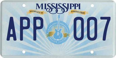 MS license plate APP007