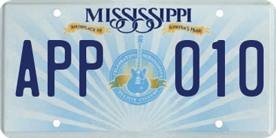 MS license plate APP010