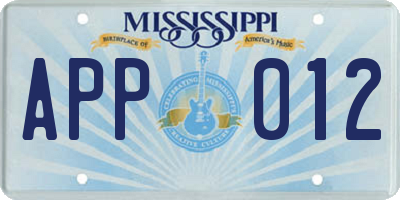 MS license plate APP012