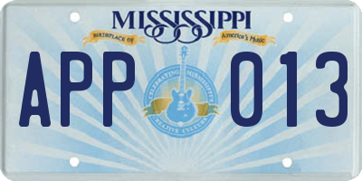 MS license plate APP013