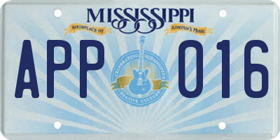 MS license plate APP016