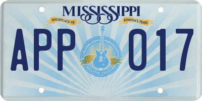 MS license plate APP017