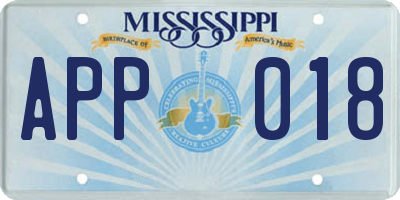 MS license plate APP018