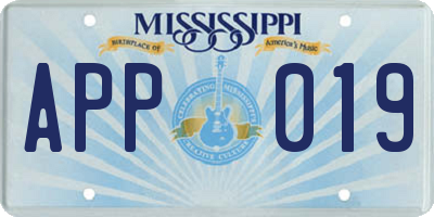 MS license plate APP019