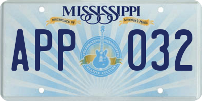 MS license plate APP032