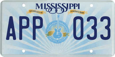 MS license plate APP033