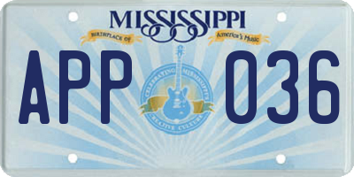 MS license plate APP036