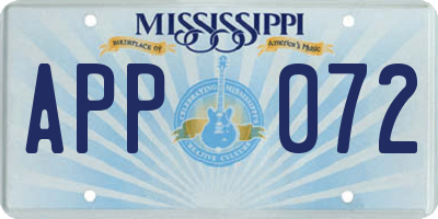MS license plate APP072