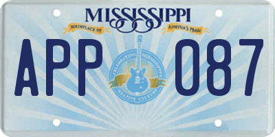 MS license plate APP087