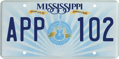 MS license plate APP102