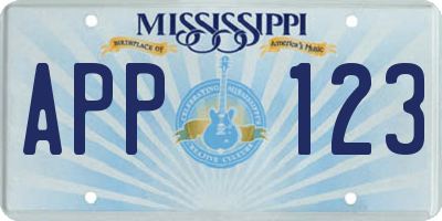 MS license plate APP123