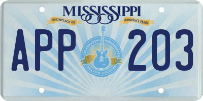 MS license plate APP203