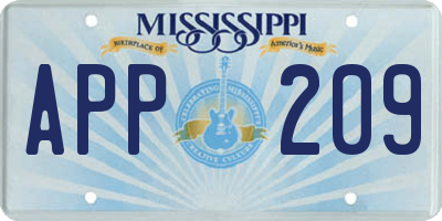 MS license plate APP209