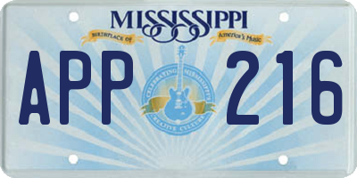 MS license plate APP216