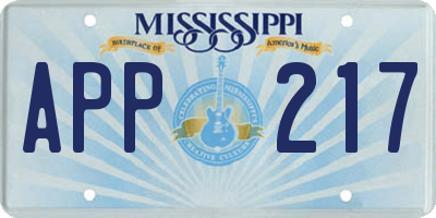 MS license plate APP217