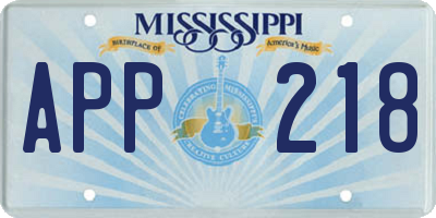 MS license plate APP218