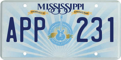 MS license plate APP231