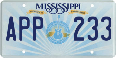 MS license plate APP233