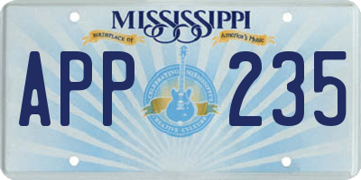MS license plate APP235