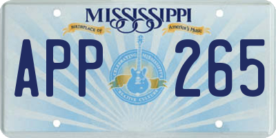 MS license plate APP265