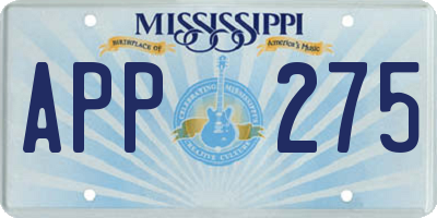 MS license plate APP275