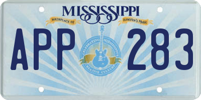 MS license plate APP283