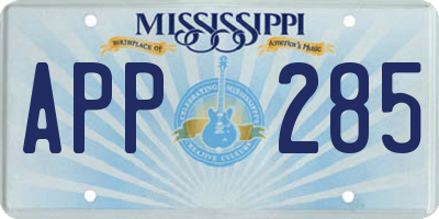 MS license plate APP285