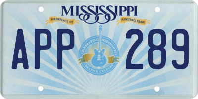MS license plate APP289