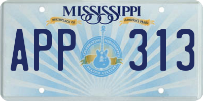 MS license plate APP313