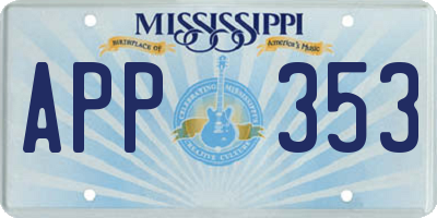 MS license plate APP353